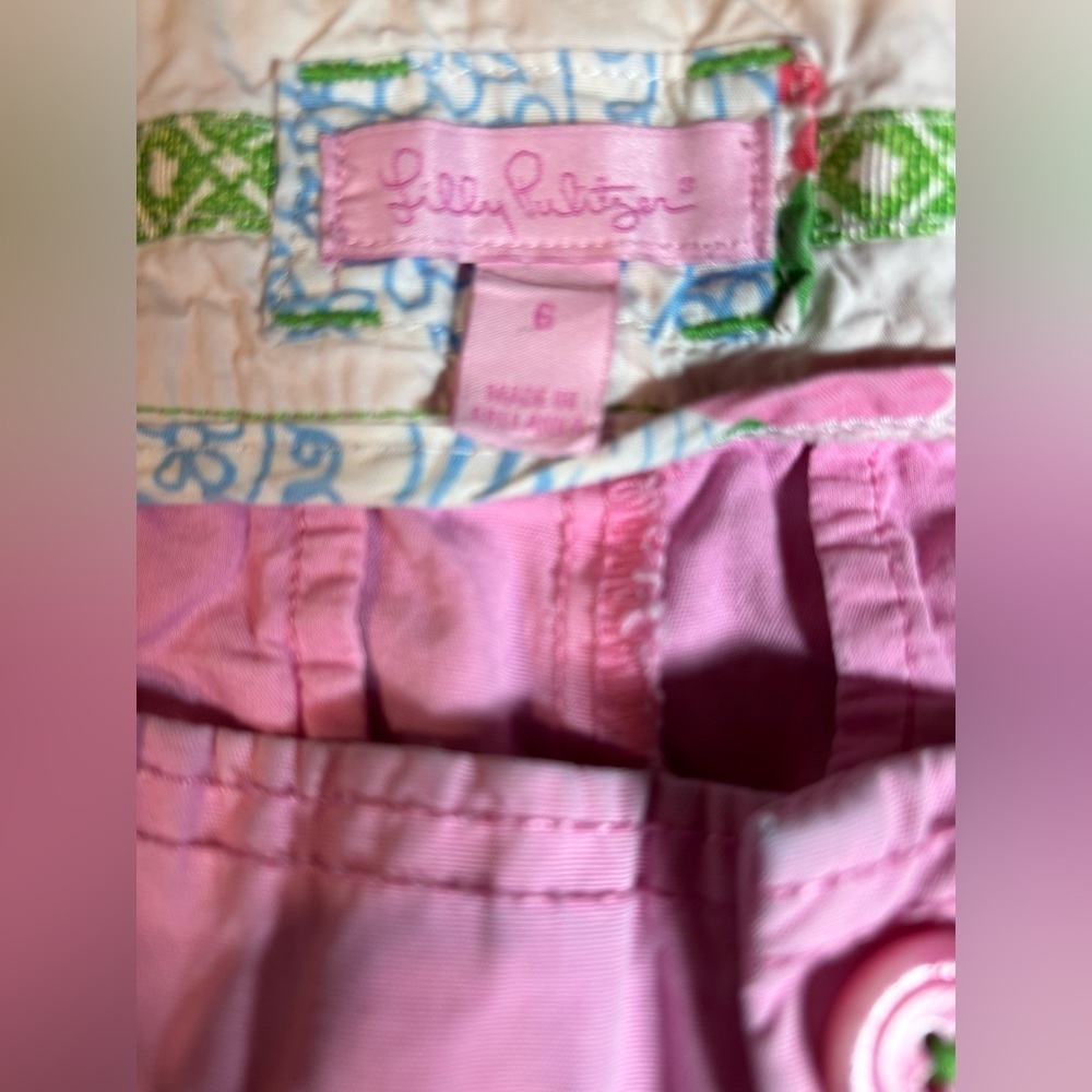 Lilly Pulitzer Pink Chino Shorts Size 6 • Palm Logo • 5” Inseam • Cotton - Picture 7 of 7